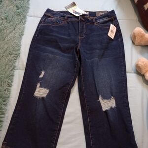 Royalty For Me Navy Distressed Capri Jeans